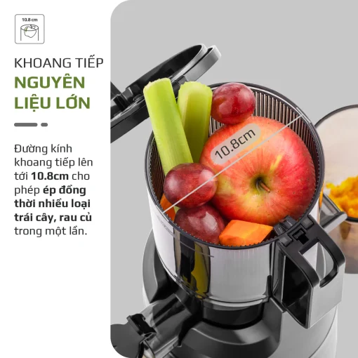 Máy Ép Chậm OLIVO SJ240 – Phiên Bản Giới Hạn Màu Titanium, Khoang Ép Lớn, Ép Đa Năng Trái Cây Rau Củ - Hình ảnh 4