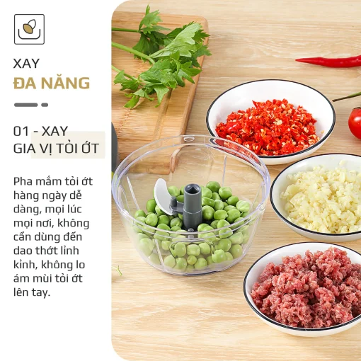 Dụng Cụ Xay Thực Phẩm Mini OLIVO MPC400A – Xay Tỏi Ớt, Xay Thịt, Xay Hạt, Dung Tích 400ML, Dây Kéo Chắc Chắn - Hình ảnh 4