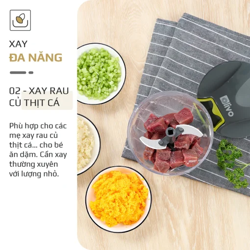Dụng Cụ Xay Thực Phẩm Mini OLIVO MPC400A – Xay Tỏi Ớt, Xay Thịt, Xay Hạt, Dung Tích 400ML, Dây Kéo Chắc Chắn - Hình ảnh 5