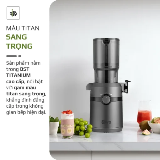 Máy Ép Chậm OLIVO SJ240 – Phiên Bản Giới Hạn Màu Titanium, Khoang Ép Lớn, Ép Đa Năng Trái Cây Rau Củ - Hình ảnh 6