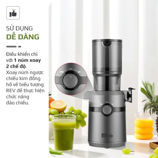 Máy Ép Chậm OLIVO SJ240 – Phiên Bản Giới Hạn Màu Titanium, Khoang Ép Lớn, Ép Đa Năng Trái Cây Rau Củ - Hình ảnh 7