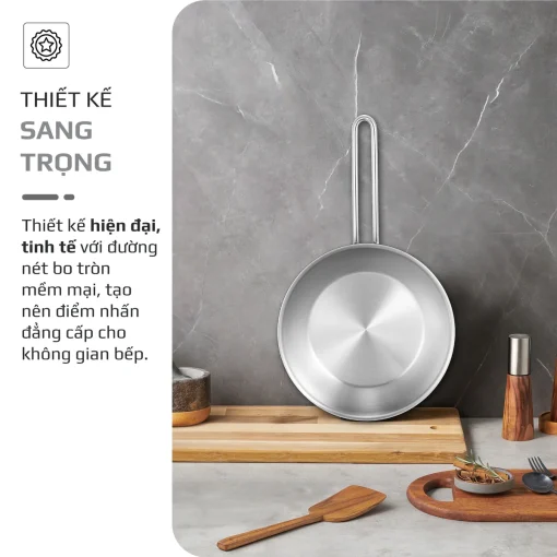 CHẢO INOX OLIVO P2045 – Chống Dính Tự Nhiên, Đáy 3 Lớp, Dùng Mọi Loại Bếp - Hình ảnh 11