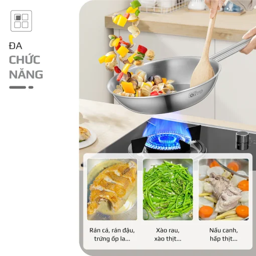 CHẢO INOX OLIVO P2045 – Chống Dính Tự Nhiên, Đáy 3 Lớp, Dùng Mọi Loại Bếp - Hình ảnh 13