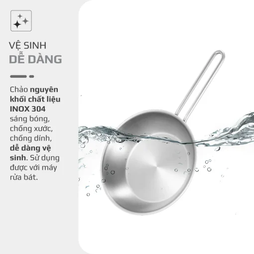 CHẢO INOX OLIVO P2045 – Chống Dính Tự Nhiên, Đáy 3 Lớp, Dùng Mọi Loại Bếp - Hình ảnh 14