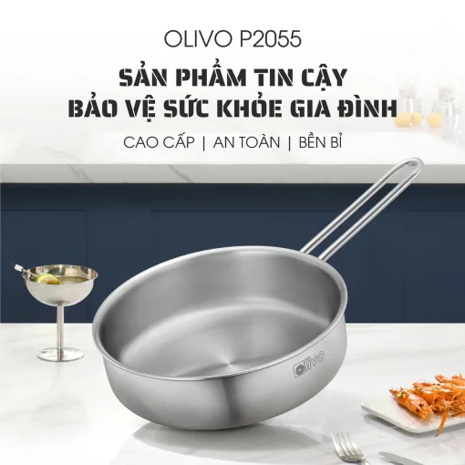 Chảo Inox OLIVO P2055 – Chống Dính Tự Nhiên, Dùng Mọi Loại Bếp, 20cm - Hình ảnh 2