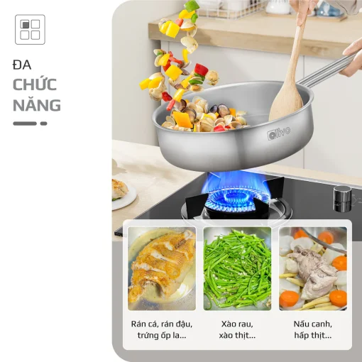 Chảo Inox OLIVO P2055 – Chống Dính Tự Nhiên, Dùng Mọi Loại Bếp, 20cm - Hình ảnh 13