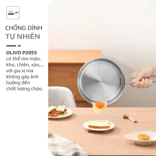 Chảo Inox OLIVO P2055 – Chống Dính Tự Nhiên, Dùng Mọi Loại Bếp, 20cm - Hình ảnh 6