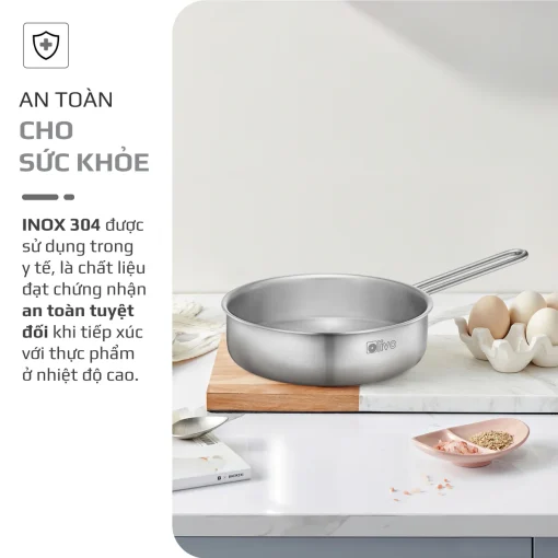 Chảo Inox OLIVO P2055 – Chống Dính Tự Nhiên, Dùng Mọi Loại Bếp, 20cm - Hình ảnh 7