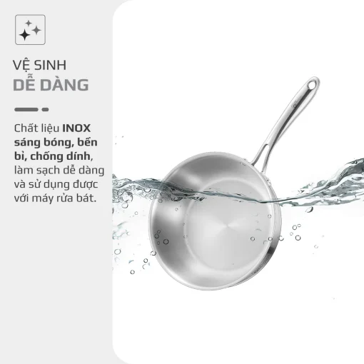Chảo Inox OLIVO STEVE 2485 – Chống Dính Tự Nhiên, Đáy 4 Lớp, Dùng Mọi Loại Bếp-24cm - Hình ảnh 14