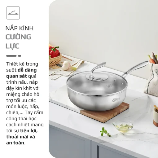 Chảo Inox OLIVO STEVE 2685 – Chống Dính Tự Nhiên, Đáy 3 Lớp, Dùng Mọi Loại Bếp-26cm - Hình ảnh 10