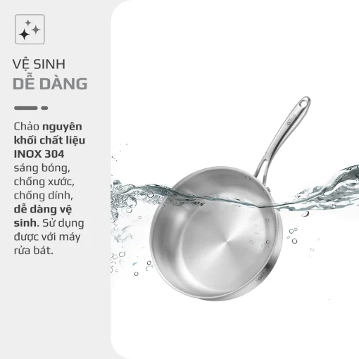 Chảo Inox OLIVO STEVE 2685 – Chống Dính Tự Nhiên, Đáy 3 Lớp, Dùng Mọi Loại Bếp-26cm - Hình ảnh 13