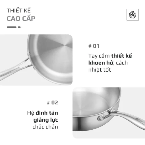 Chảo Inox OLIVO STEVE 2685 – Chống Dính Tự Nhiên, Đáy 3 Lớp, Dùng Mọi Loại Bếp-26cm - Hình ảnh 14