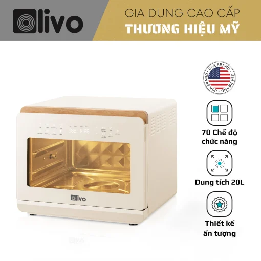 Nồi Chiên Hấp Đa Năng OLIVO SF20 PRO 20L – Hấp Nano Steam, Chiên Không Dầu Eco Fry, 70 Chế Độ Nấu, Dễ Vệ Sinh