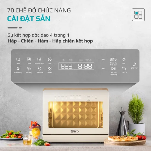 Nồi Chiên Hấp Đa Năng OLIVO SF20 PRO 20L – Hấp Nano Steam, Chiên Không Dầu Eco Fry, 70 Chế Độ Nấu, Dễ Vệ Sinh - Hình ảnh 12