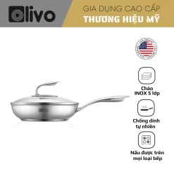 Chảo Inox OLIVO STEVE X PRO – Chống Dính Tự Nhiên, Đáy 5 Lớp, Dùng Mọi Loại Bếp-24cm