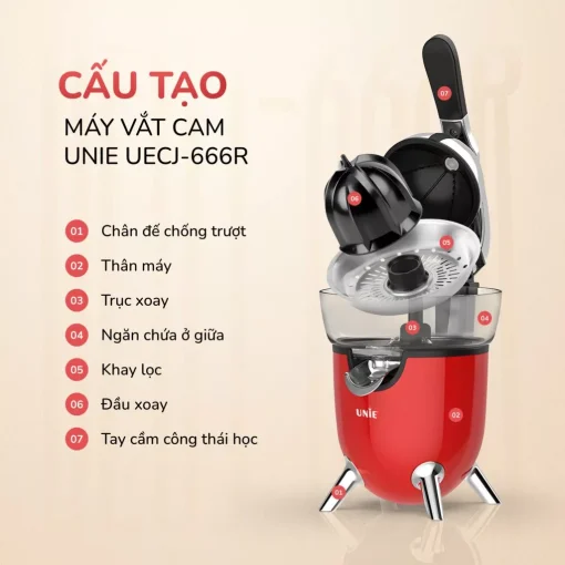 Máy vắt cam UNIE UECJ-666 công suất 100W, 500ml, inox 304 - Hình ảnh 5