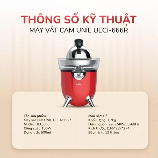 Máy vắt cam UNIE UECJ-666 công suất 100W, 500ml, inox 304 - Hình ảnh 4