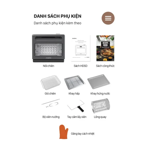 Nồi Chiên Hơi Nước Snapbee SF20 PRO–Dung Tích 20L–Công Nghệ Đột Phá–56 Chế Độ Nấu–Inox 316 Snap Kitchen - Ảnh 6