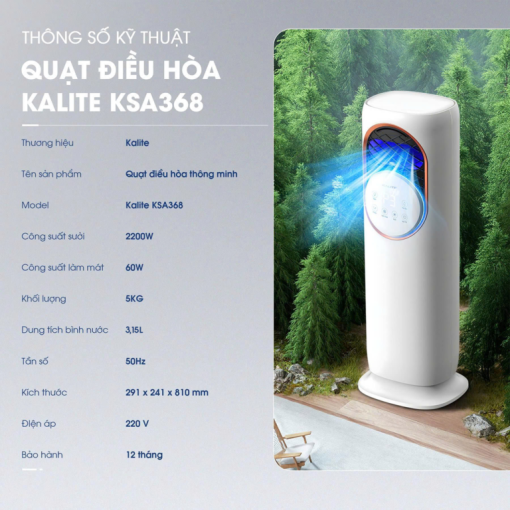 Quạt điều hòa thông minh All in One KSA368 làm mát, sưởi, tạo ẩm, diệt khuẩn - Ảnh 12