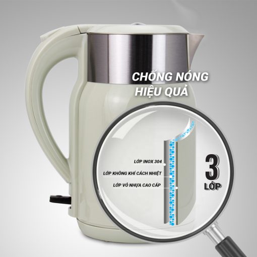 Ấm Đun Nước Siêu Tốc Kalpen KK68, 1800ml Công Suất 2200W, cơ chế giữ ấm 70 độ tiện lợi. - Ảnh 7