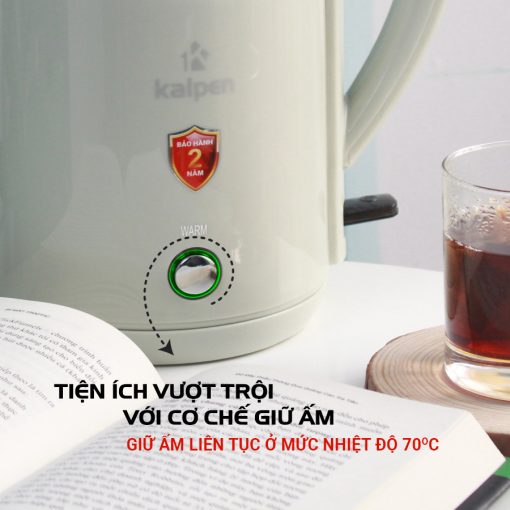 Ấm Đun Nước Siêu Tốc Kalpen KK68, 1800ml Công Suất 2200W, cơ chế giữ ấm 70 độ tiện lợi. - Ảnh 6