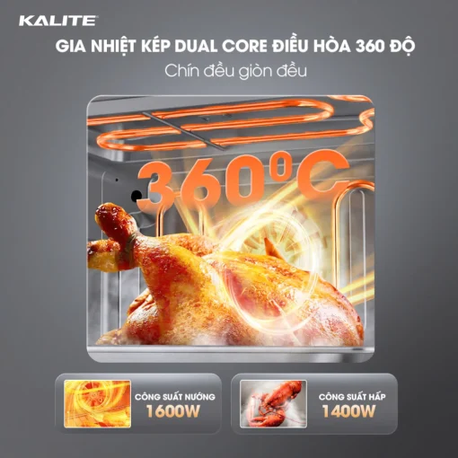 [GIỚI HẠN] Nồi chiên hơi nước KALITE ULTRA360 4in1 chiên, hấp, nướng, rã đông 20L công nghệ gia nhiệt kép BẢO HÀNH 24T - Ảnh 3
