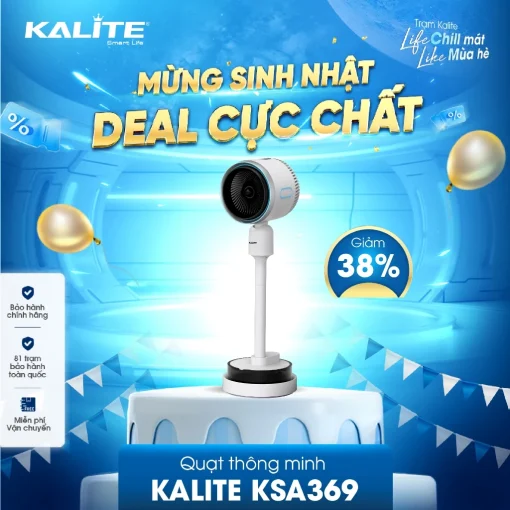 Quạt điều hòa thông minh All in One Kalite KSA369 làm mát, sưởi ấm, phun sương, diệt khuẩn, bảo hành 12 tháng