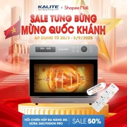 [GIỚI HẠN] Nồi chiên hơi nước KALITE ULTRA360 4in1 chiên, hấp, nướng, rã đông 20L công nghệ gia nhiệt kép BẢO HÀNH 24T