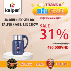Ấm Đun Nước Siêu Tốc Kalpen KK68, 1800ml Công Suất 2200W, cơ chế giữ ấm 70 độ tiện lợi.