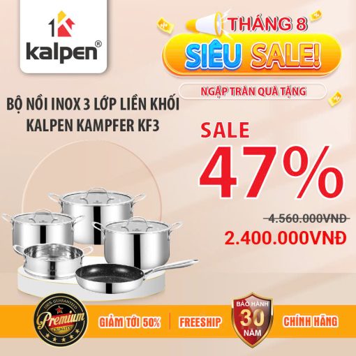 Bộ nồi Inox 3 lớp đúc liền khối Kalpen chiếc Kampfer KF3
