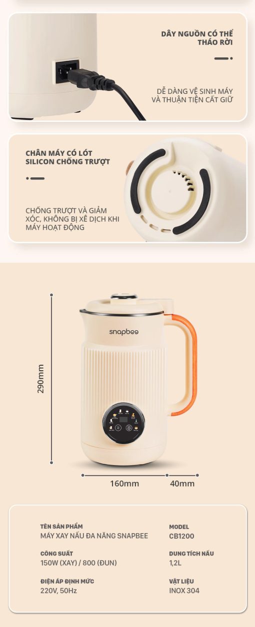 Máy Xay Nấu Đa Năng SNAPBEE CB1200 – Nhỏ Gọn – Đa Chức Năng – Cao Cấp – Chống Trào – Giá Tốt Nhất - Ảnh 11