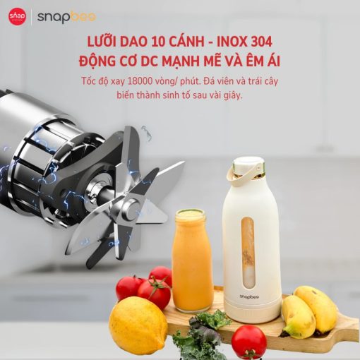 Máy Xay Sinh Tố Cầm Tay Không Dây Snapbee PJ400, Máy Xay Đa Năng Nhỏ Gọn, Sạc Pin, Type-C, Xay được đá viên nhỏ - Ảnh 2