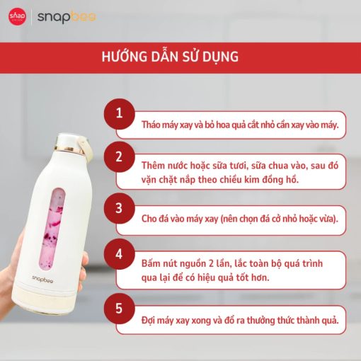 Máy Xay Sinh Tố Cầm Tay Không Dây Snapbee PJ400, Máy Xay Đa Năng Nhỏ Gọn, Sạc Pin, Type-C, Xay được đá viên nhỏ - Ảnh 6