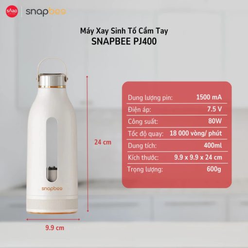 Máy Xay Sinh Tố Cầm Tay Không Dây Snapbee PJ400, Máy Xay Đa Năng Nhỏ Gọn, Sạc Pin, Type-C, Xay được đá viên nhỏ - Ảnh 7