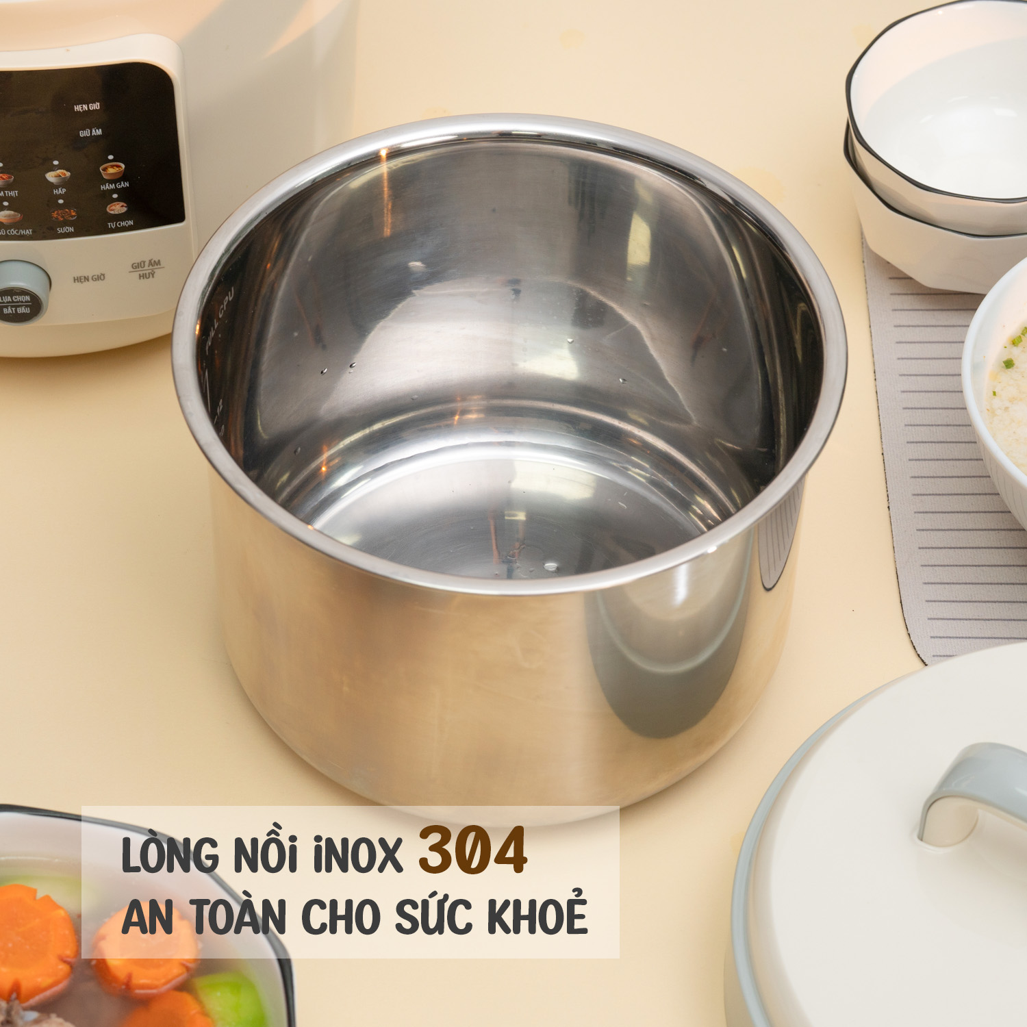 Nồi áp suất điện tử lòng nồi inox dung tích 6L Kalpen P5, Bảo hành 2 năm Chống cháy nổ an toàn - Ảnh 4