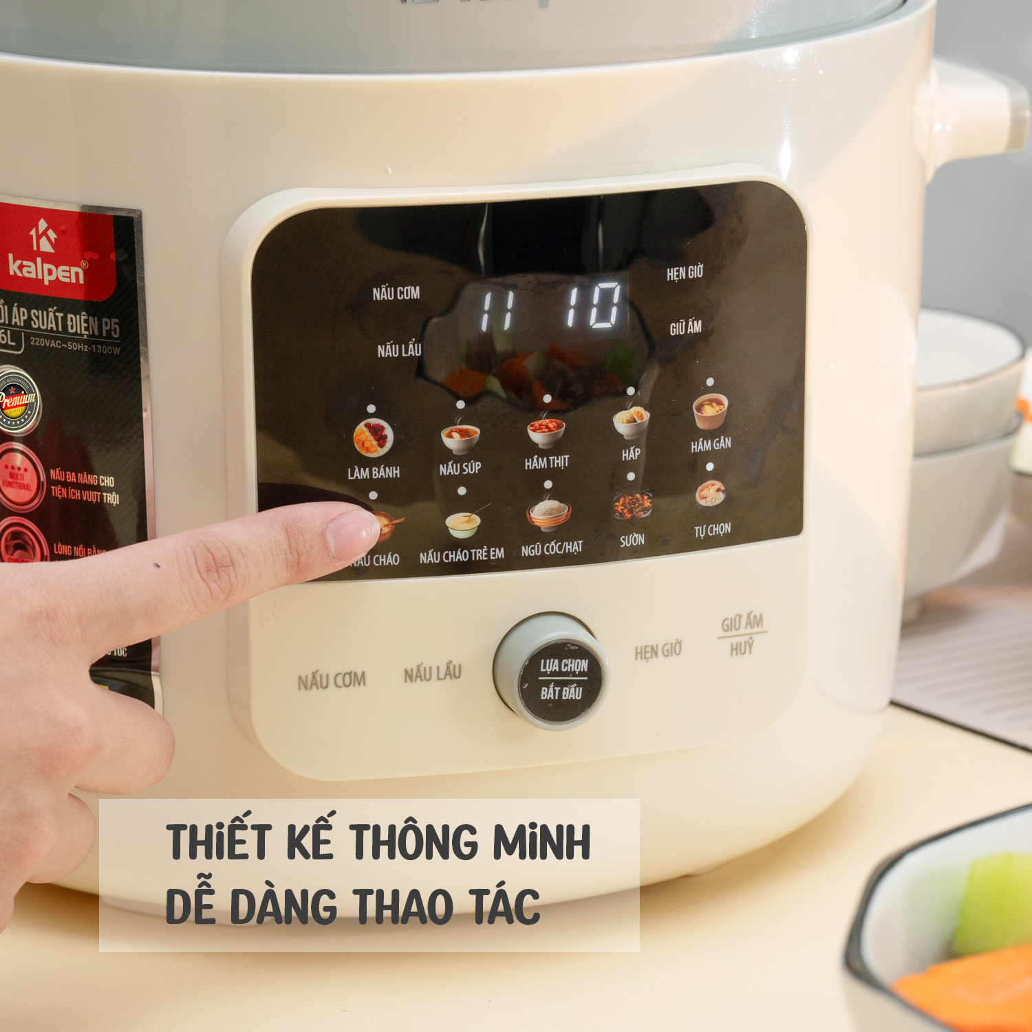 Nồi áp suất điện tử lòng nồi inox dung tích 6L Kalpen P5, Bảo hành 2 năm Chống cháy nổ an toàn - Ảnh 5