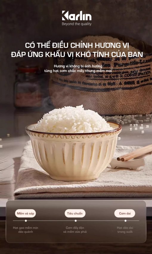 Nồi Cơm Điện Cao Tần KARLIN IH4000 PRO – Lòng Nồi INOX 316L Vân Lục Giác Cao Cấp, Công Nghệ Nấu Cao Tần, Tích Hợp Màn Hình TFT Tương Tác Mới, Hiện Đại, Cao Cấp - Ảnh 3