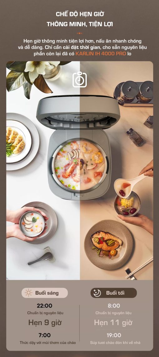 Nồi Cơm Điện Cao Tần KARLIN IH4000 PRO – Lòng Nồi INOX 316L Vân Lục Giác Cao Cấp, Công Nghệ Nấu Cao Tần, Tích Hợp Màn Hình TFT Tương Tác Mới, Hiện Đại, Cao Cấp - Ảnh 5