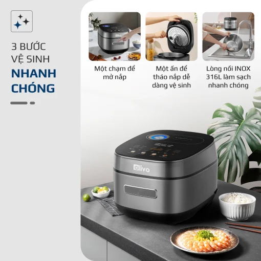 Nồi Cơm Điện Cao Tần OLIVO RC900IH – Lòng Nồi INOX 316L Cao Cấp, Công Nghệ Cao Tần Giữ Trọn Dinh Dưỡng, Bảng Điều Khiển Oled Sống Động, Hiện Đại, Cao Cấp - Ảnh 35