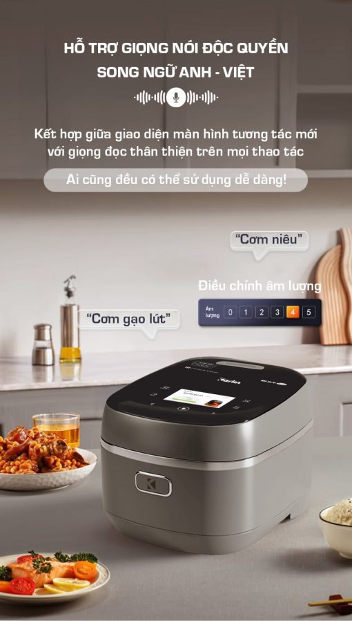 Nồi Cơm Điện Cao Tần KARLIN IH4000 PRO – Lòng Nồi INOX 316L Vân Lục Giác Cao Cấp, Công Nghệ Nấu Cao Tần, Tích Hợp Màn Hình TFT Tương Tác Mới, Hiện Đại, Cao Cấp - Ảnh 2