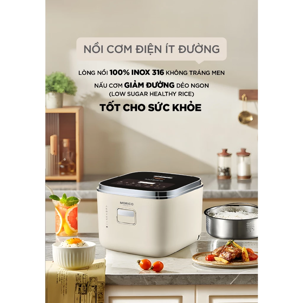 Nồi cơm ít đường MORICO MR600 dung tích 1.2L chính hãng bảo hành 12 tháng - Ảnh 2