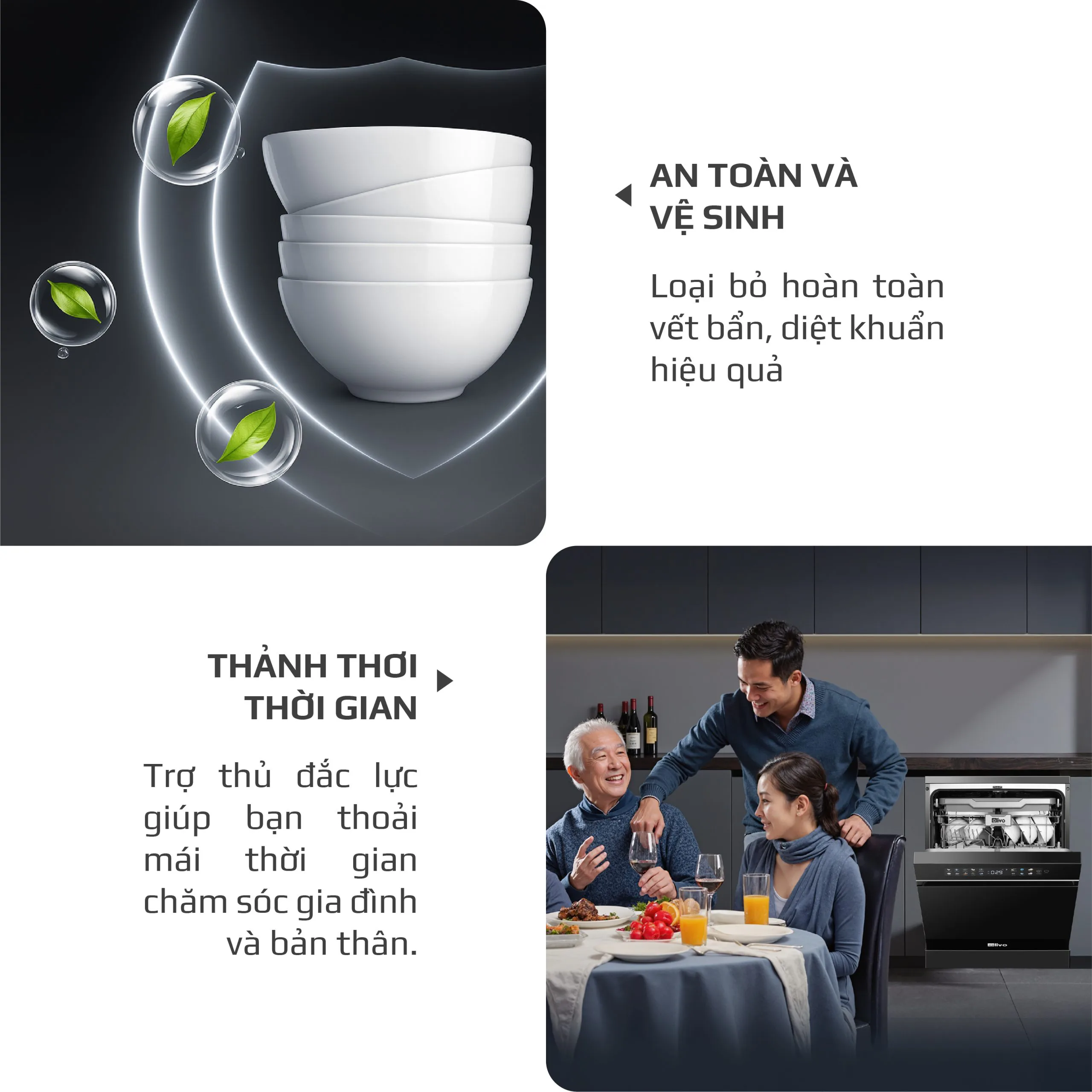 Máy Rửa Bát OLIVO DW18 – 3 Giỏ Linh Hoạt – Tải Trọng 18 Bộ Bát Đĩa – Sấy Turbo EcoDry – Rửa Hydro360 Wash -16 Chương Trình – Khử Khuẩn UV - Ảnh 8