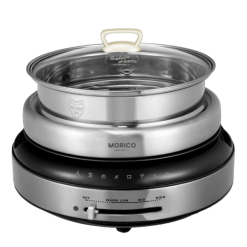 Nồi Lẩu Nướng Hấp 3in1 Morico MH801 4L – Đáy Vòng Cung 360°, Inox 304 Chống Dính, Công Suất 1300W