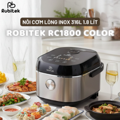 Nồi cơm điện Robitek RC18 Color 1,8Lit, Lòng Nồi INOX 316L Cao Cấp, Bảng Điều Khiển Oled Sống Động