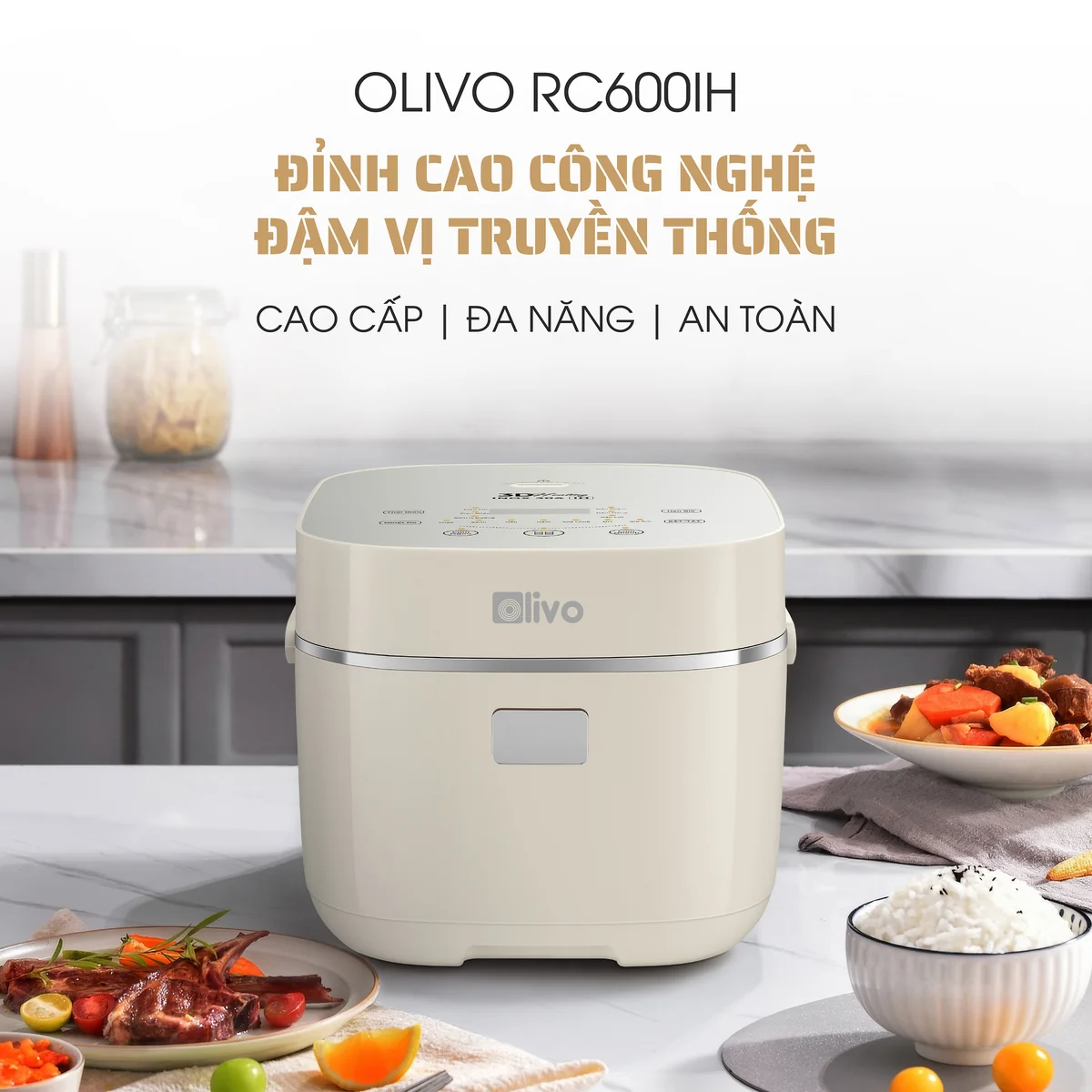 Nồi Cơm Điện Cao Tần OLIVO RC600IH - Lòng Nồi INOX 304, Dung tích 1.2L, Nhỏ Gọn Đa Năng, Công Nghệ Gia Nhiệt Nắp và Nấu Cao Tần Hiện Đại, Sử Dụng Dễ Dàng - Ảnh 2
