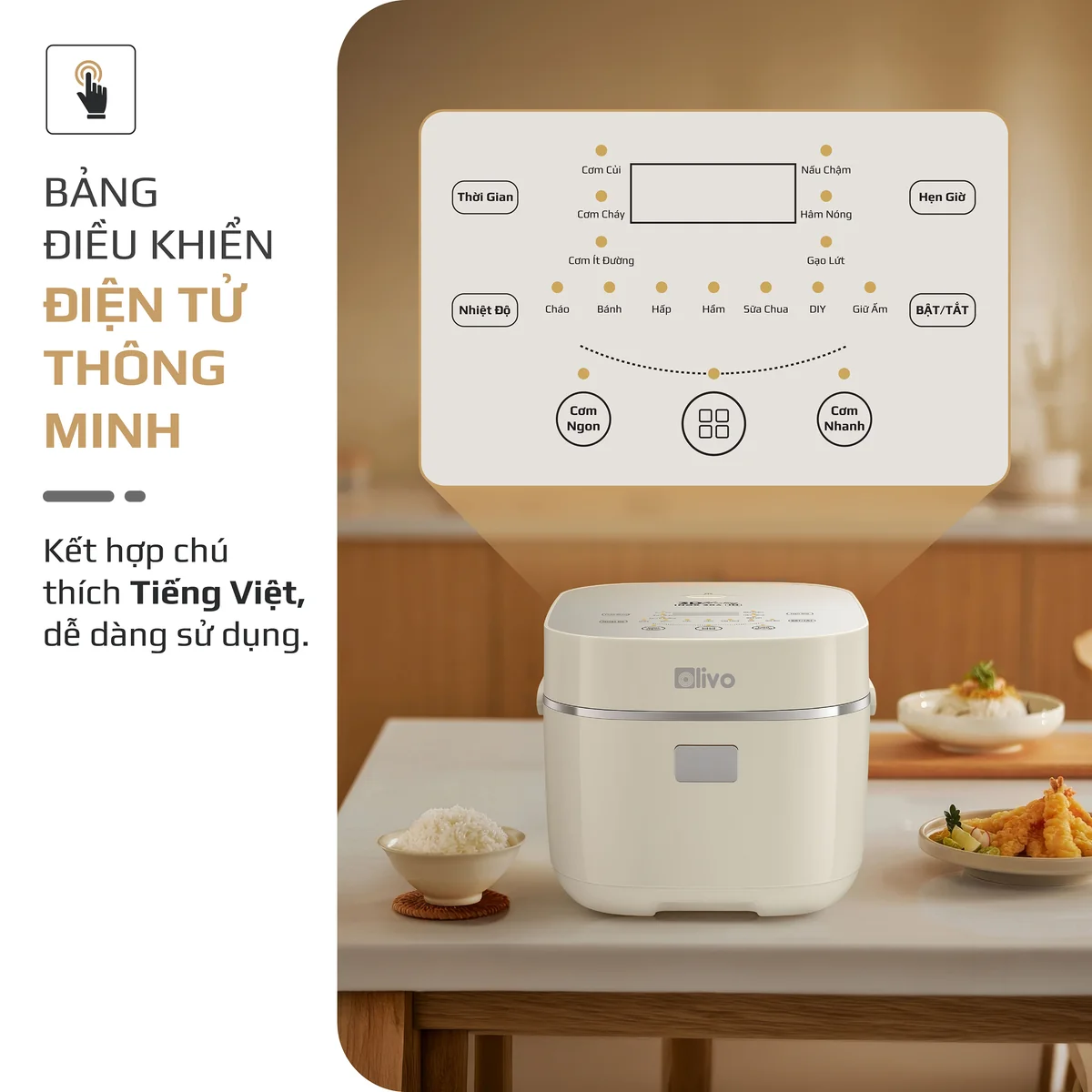 Nồi Cơm Điện Cao Tần OLIVO RC600IH - Lòng Nồi INOX 304, Dung tích 1.2L, Nhỏ Gọn Đa Năng, Công Nghệ Gia Nhiệt Nắp và Nấu Cao Tần Hiện Đại, Sử Dụng Dễ Dàng - Ảnh 11