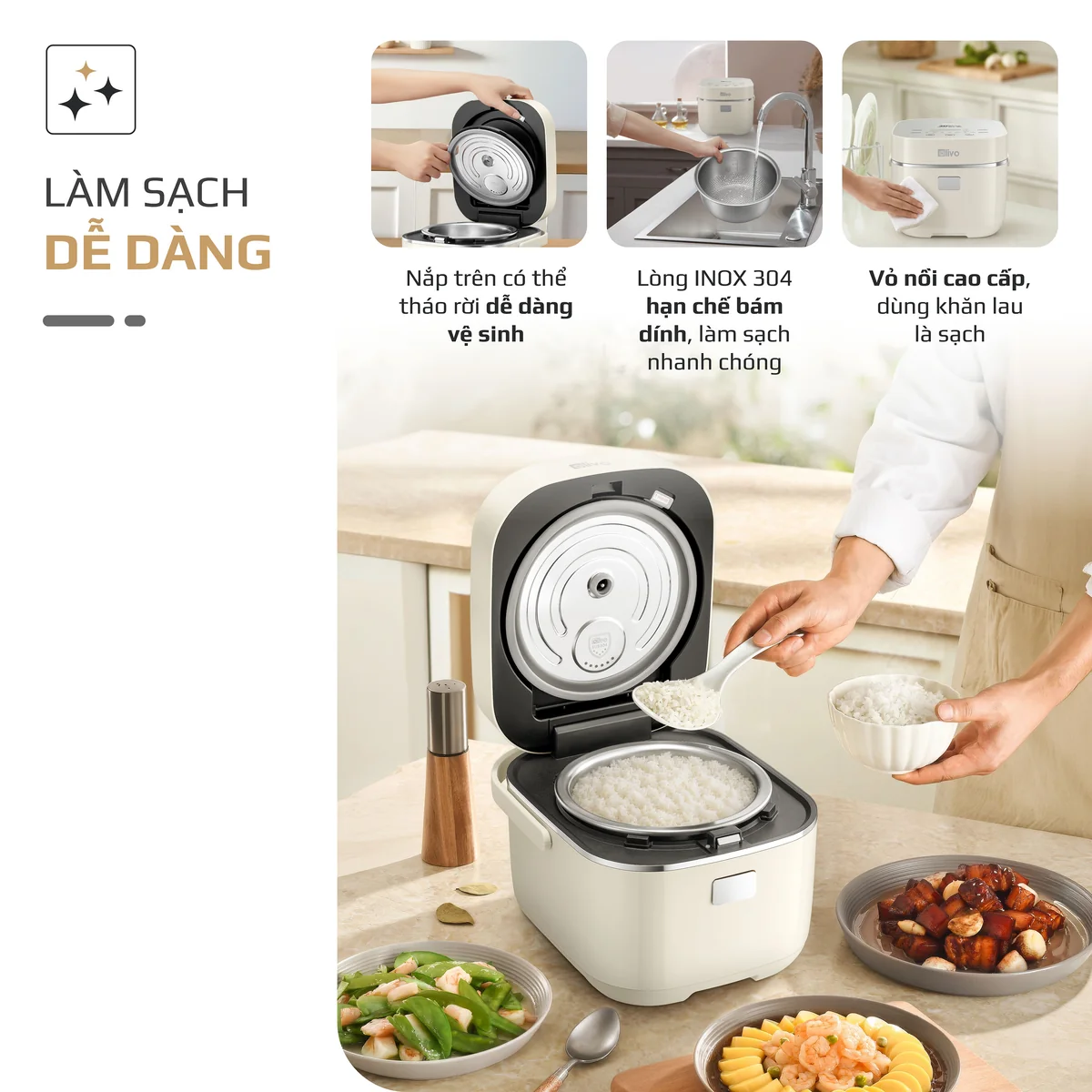 Nồi Cơm Điện Cao Tần OLIVO RC600IH - Lòng Nồi INOX 304, Dung tích 1.2L, Nhỏ Gọn Đa Năng, Công Nghệ Gia Nhiệt Nắp và Nấu Cao Tần Hiện Đại, Sử Dụng Dễ Dàng - Ảnh 23