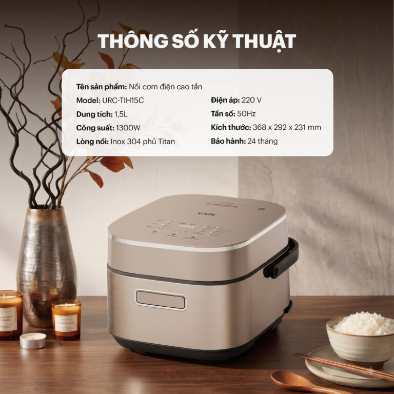Nồi Cơm Cao Tần Unie URC-TIH15C 1.5L, Lòng Titan cao cấp - Ảnh 10