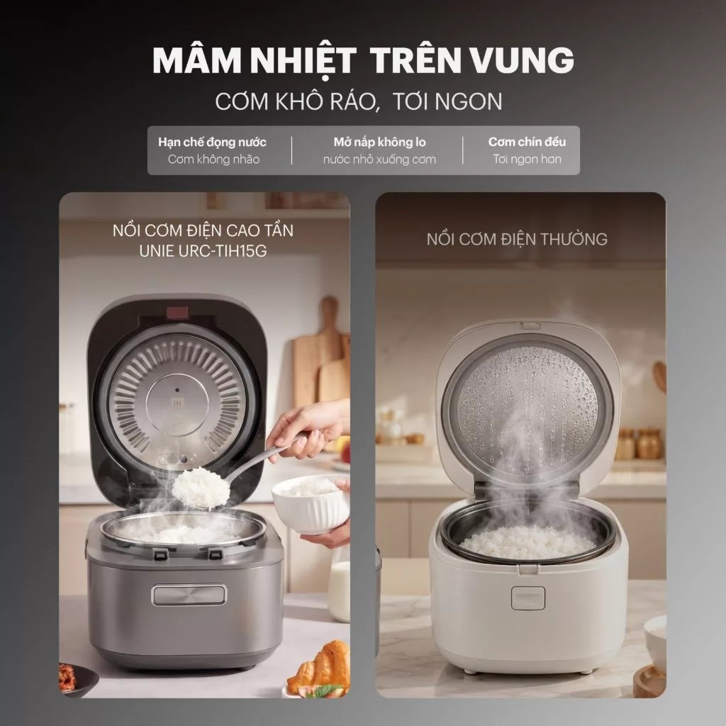 Nồi Cơm Cao Tần Unie URC-TIH15C 1.5L, Lòng Titan cao cấp - Ảnh 2