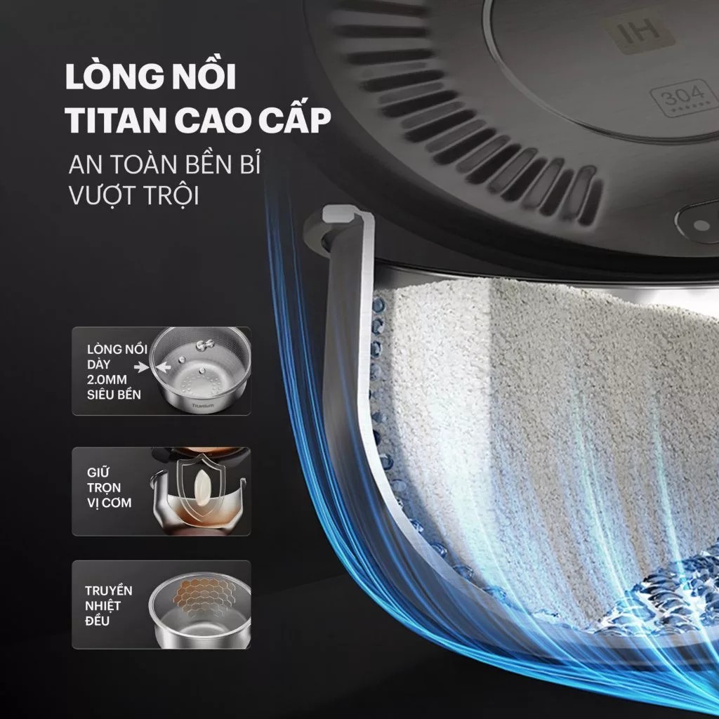 Nồi Cơm Cao Tần Unie URC-TIH15C 1.5L, Lòng Titan cao cấp - Ảnh 4